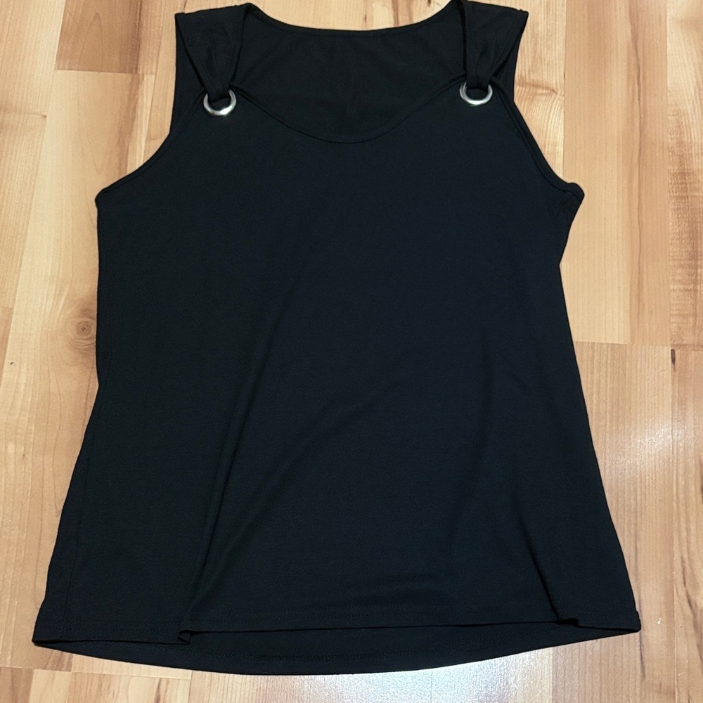 Black Sleeveless Top with Ring Detail